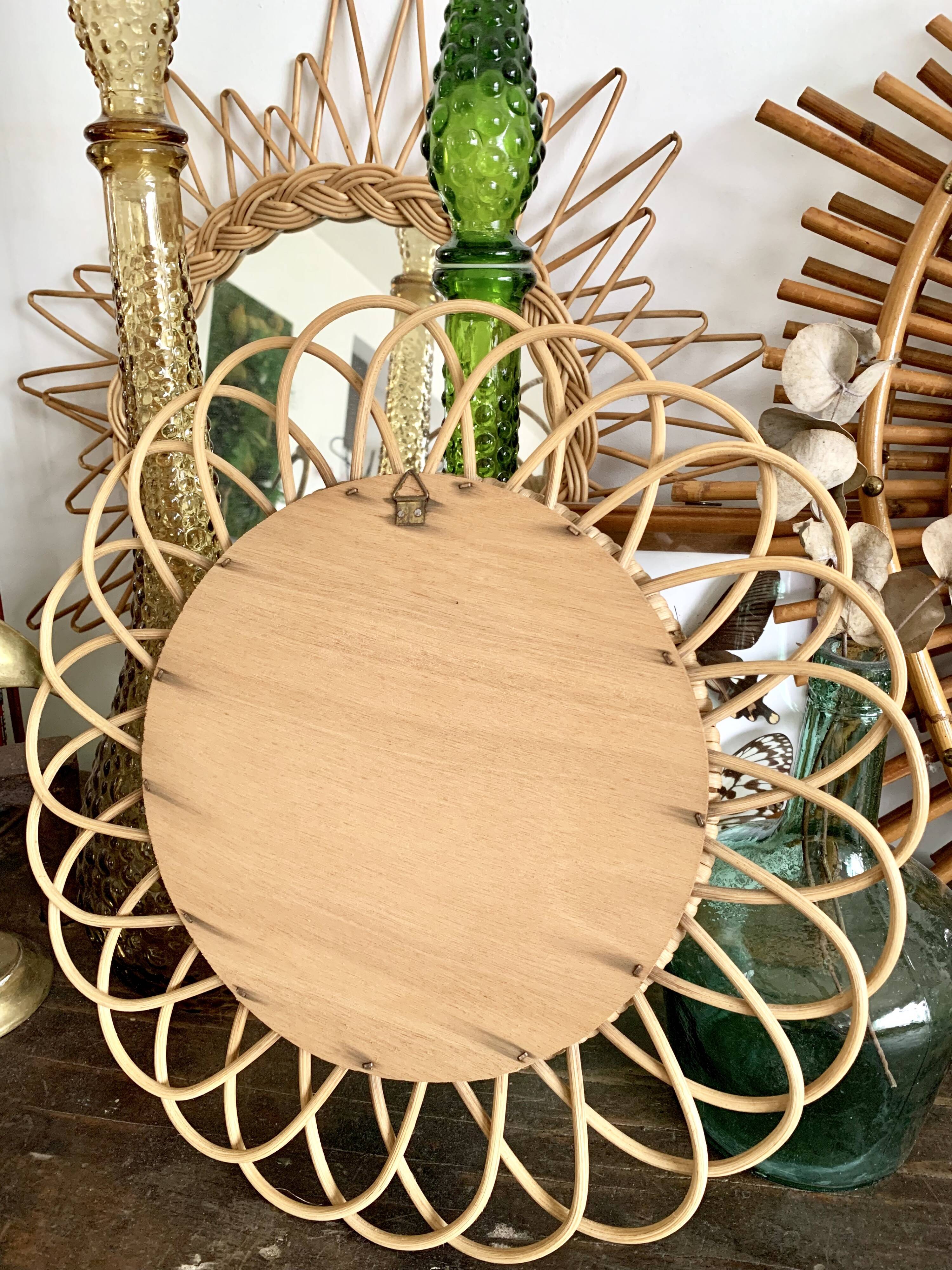 Mirror rattan vintage 36x36cm