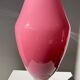 Vintage pink opaline glass vase, white foot h: 53cm