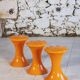 Set of 3 Tam Tam stools in orange by Henri Massonnet for Stamp, 1970.
