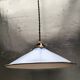Pair of blue enameled sheet metal pendant lights