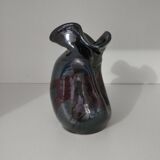 Signed enameled vase with asymmetrical free form