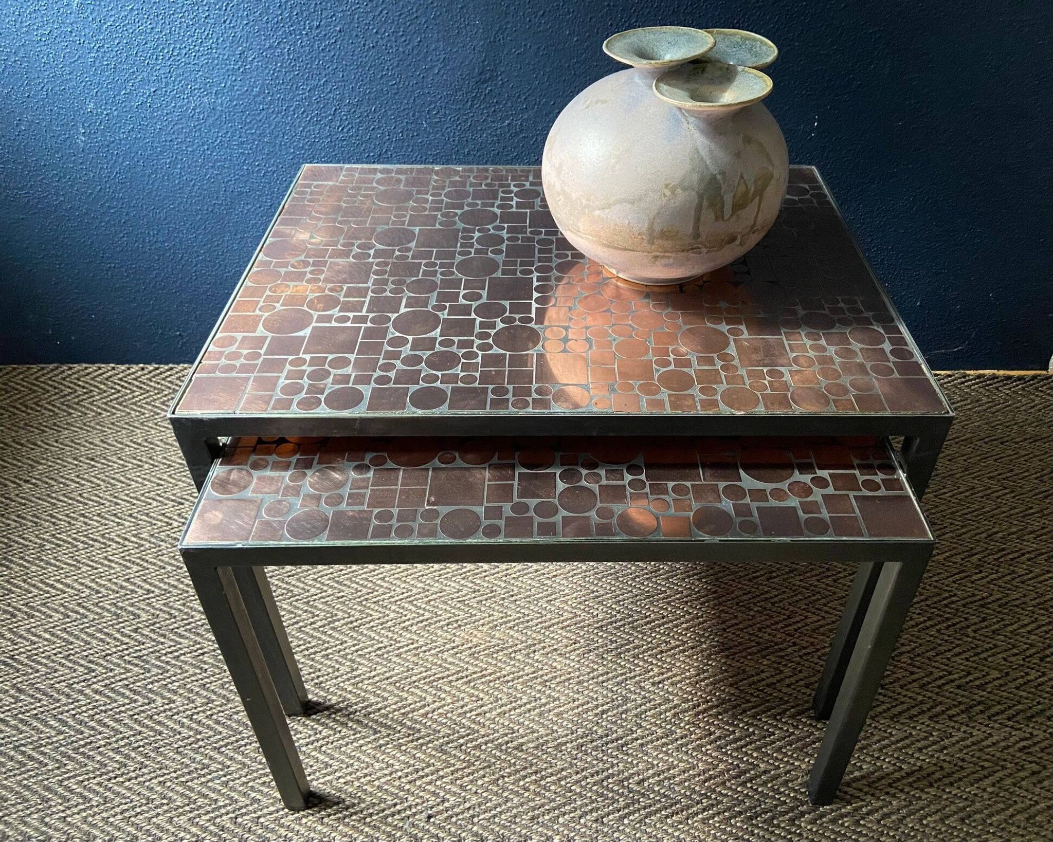 Tables gigognes en cuivre par Herbert Hirche pour Rosenthal, Allemagne, années 1970