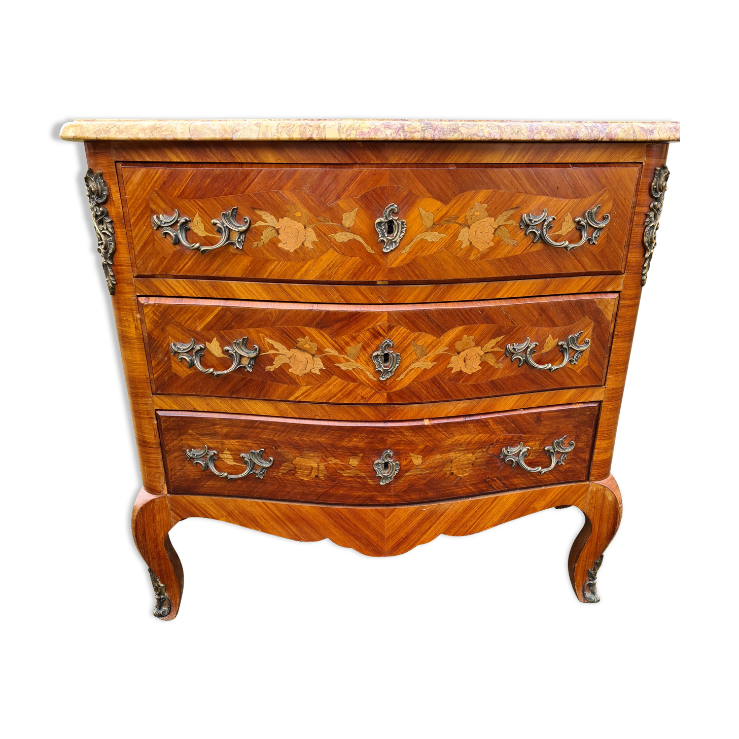 Commode en marbre et marqueterie