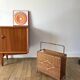 large wicker / rattan and black iron magazine rack from the 70s