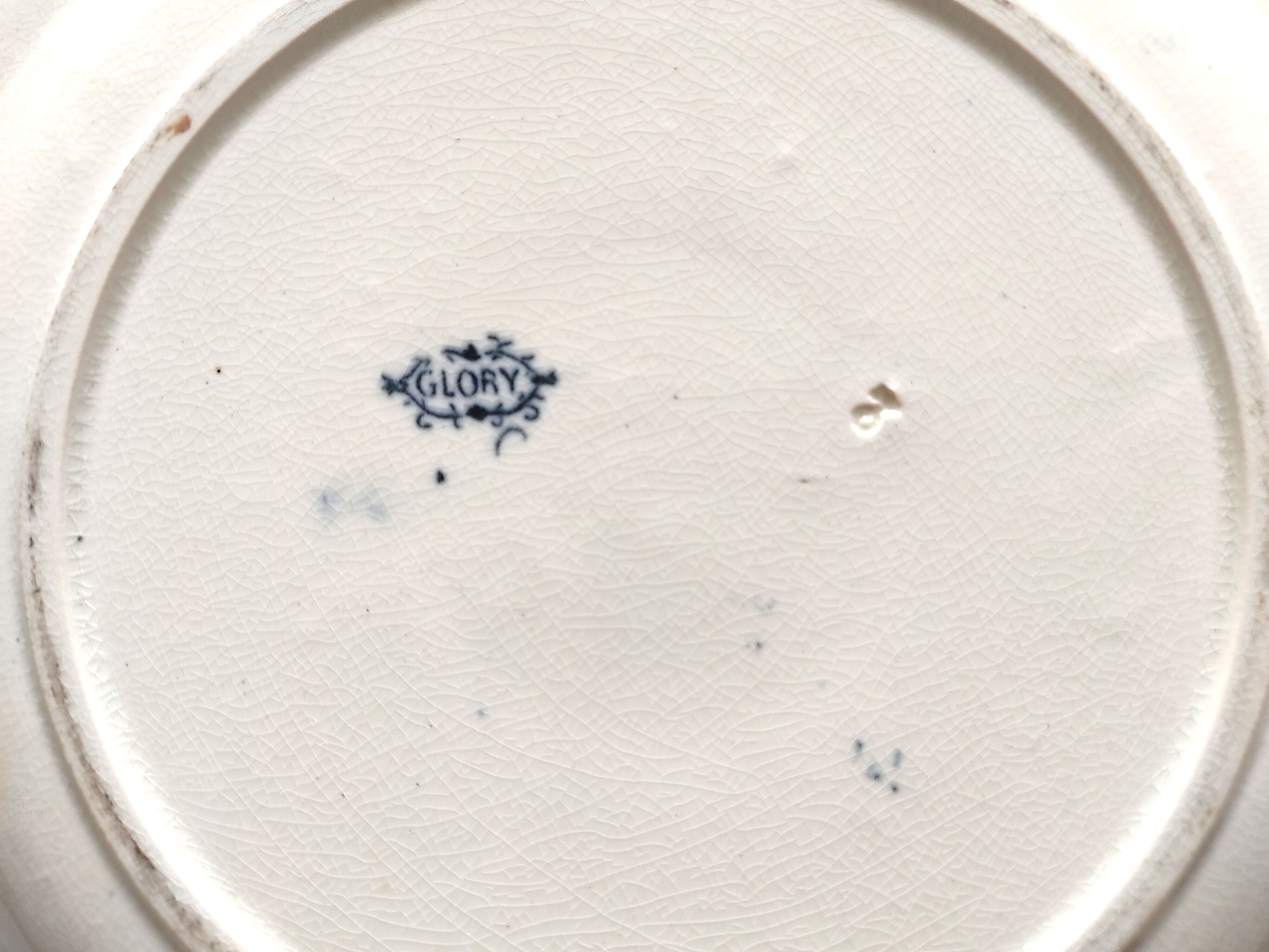 Flat earthenware blue flowers model Glory 31.5 cm