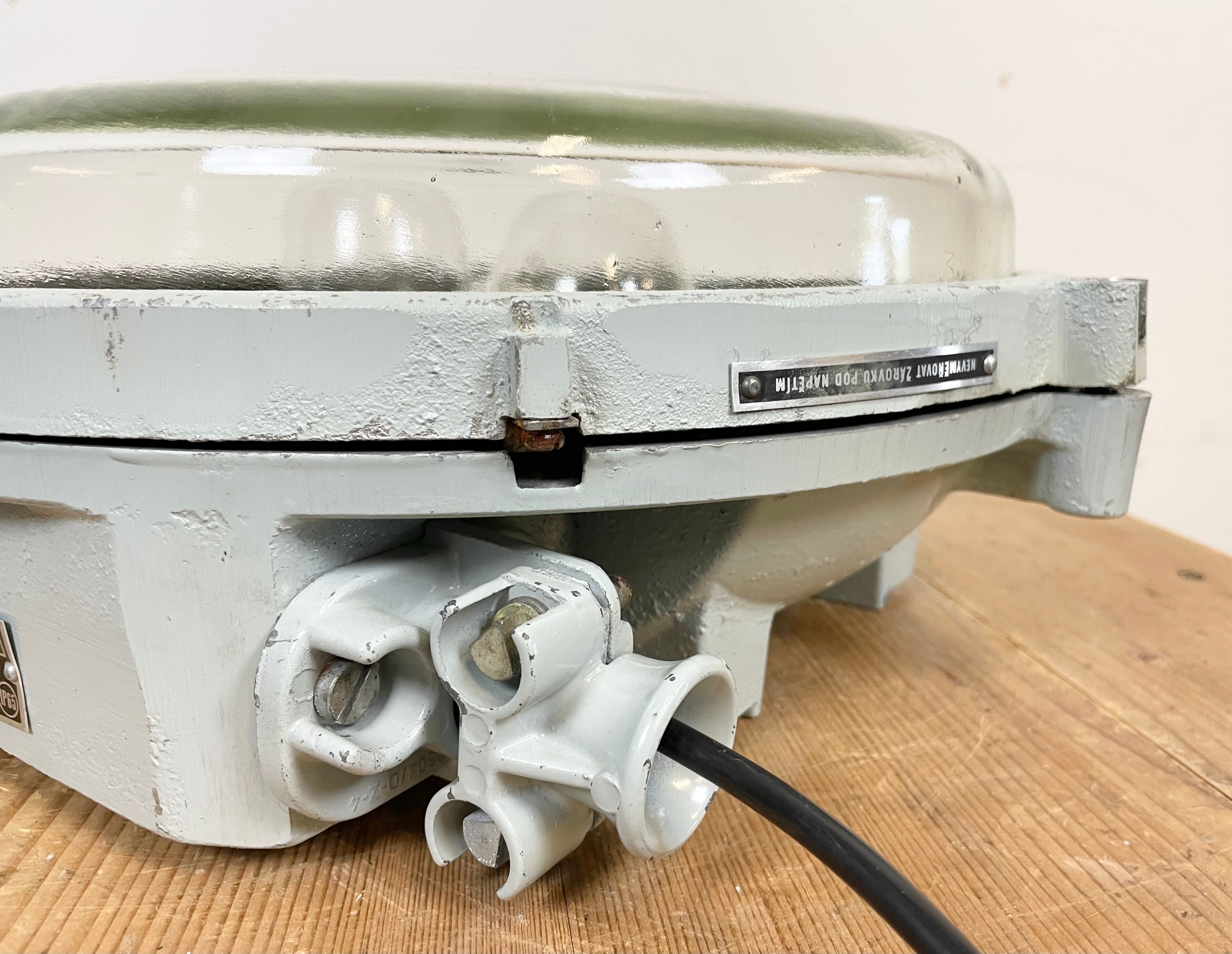 Grey Industrial Cast Aluminium Wall or Ceiling Light from Elektrosvit, 1970s