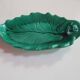 empty pocket cup leaf shape green ceramic slip