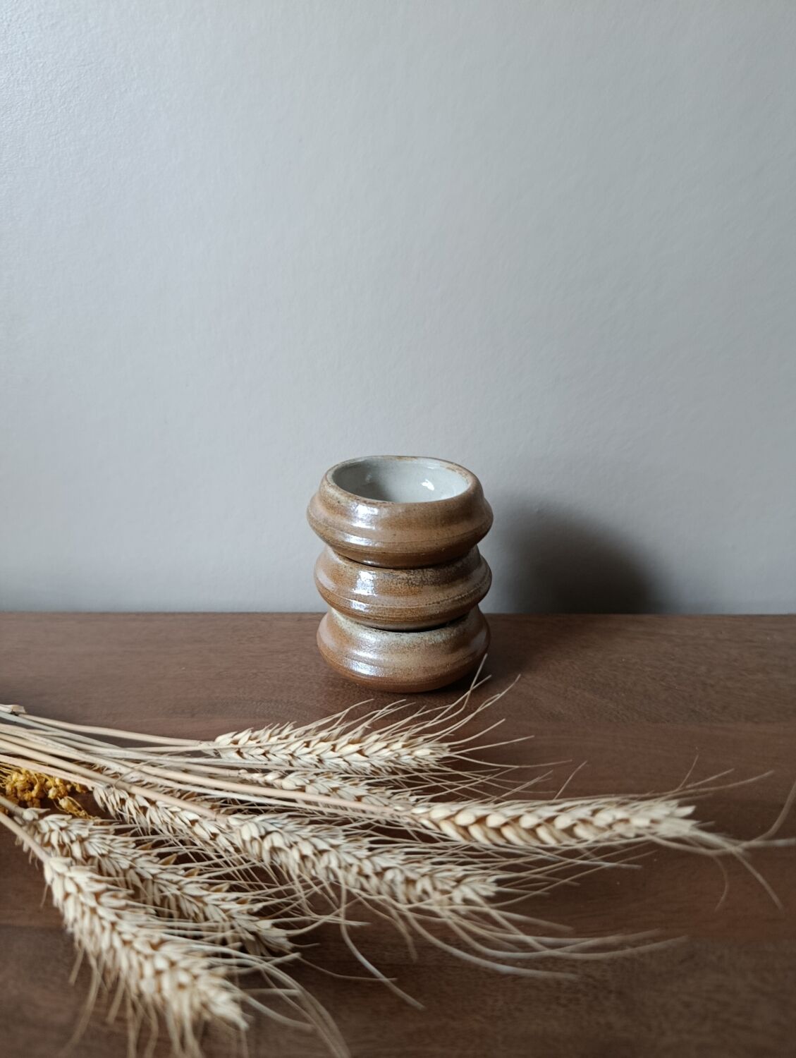 3 small individual butter dishes in stoneware, 1970