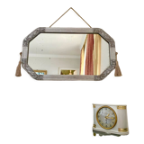 Miroir Art Déco hexagonal cadre en stuc argenté, années 30.