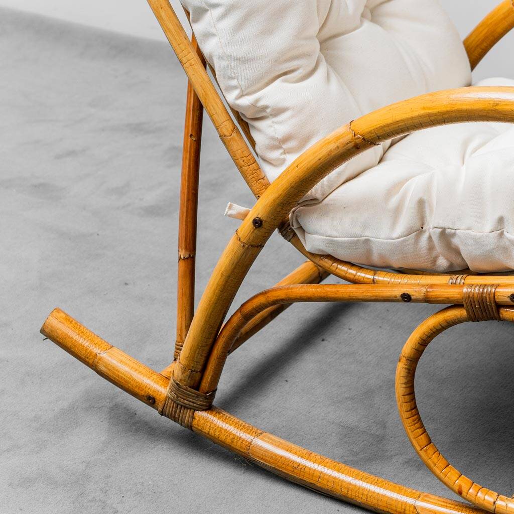 Paire de fauteuils à bascule en bambou van sliedregt noordwolde 1970 vintage