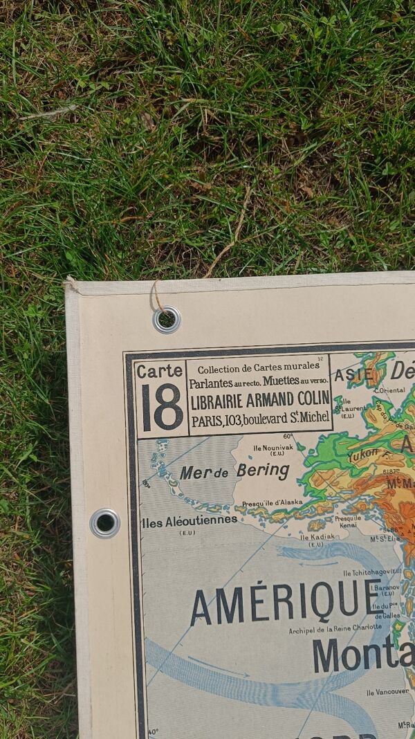 Ancienne carte scolaire du continent américain Vidal Lablache