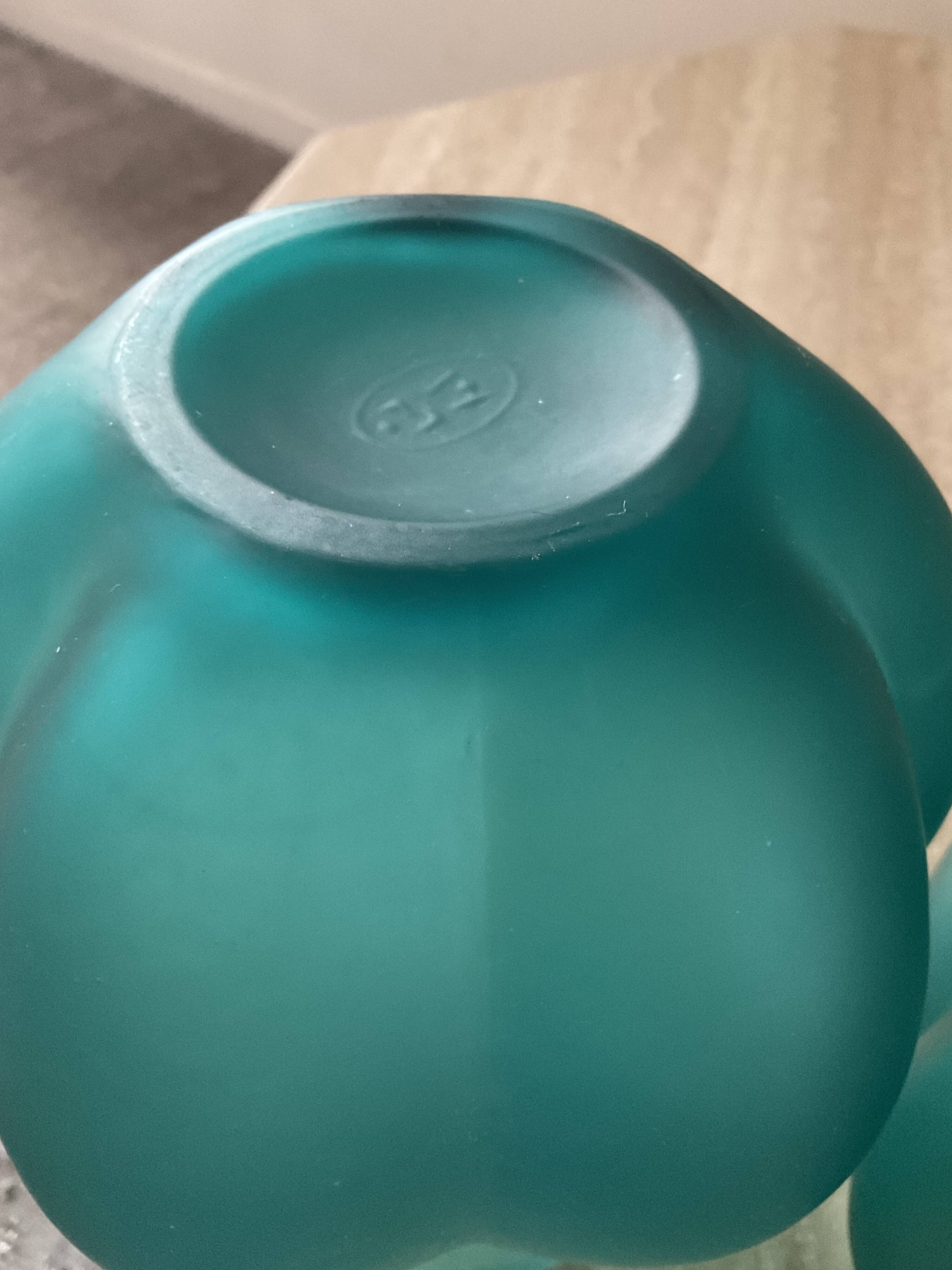 Pair of vintage vases in turquoise glass paste