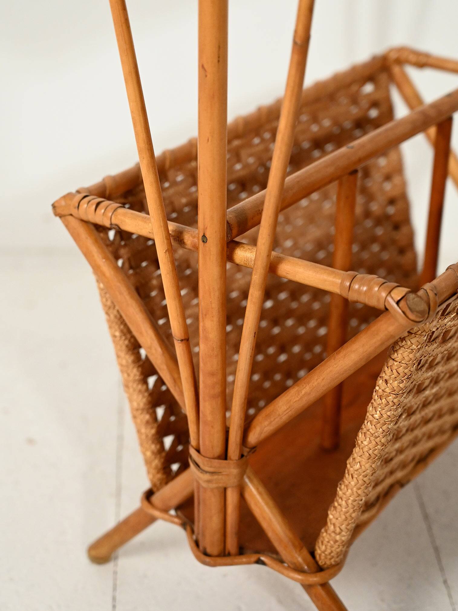 Scandinavian Woven Bamboo Magazine Rack