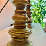 Lampe Fat Lava en forme de pagode Space Age avec glaçure verte dégradée