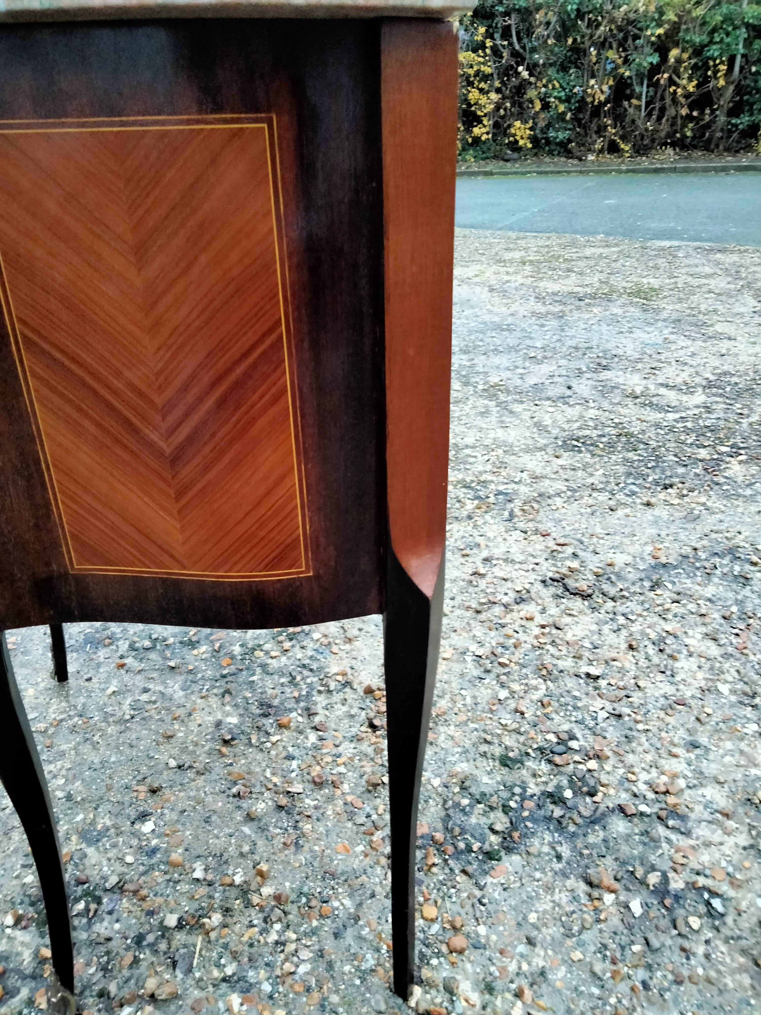 Commode marquetry old style louis xvi vintage marble top xxeme