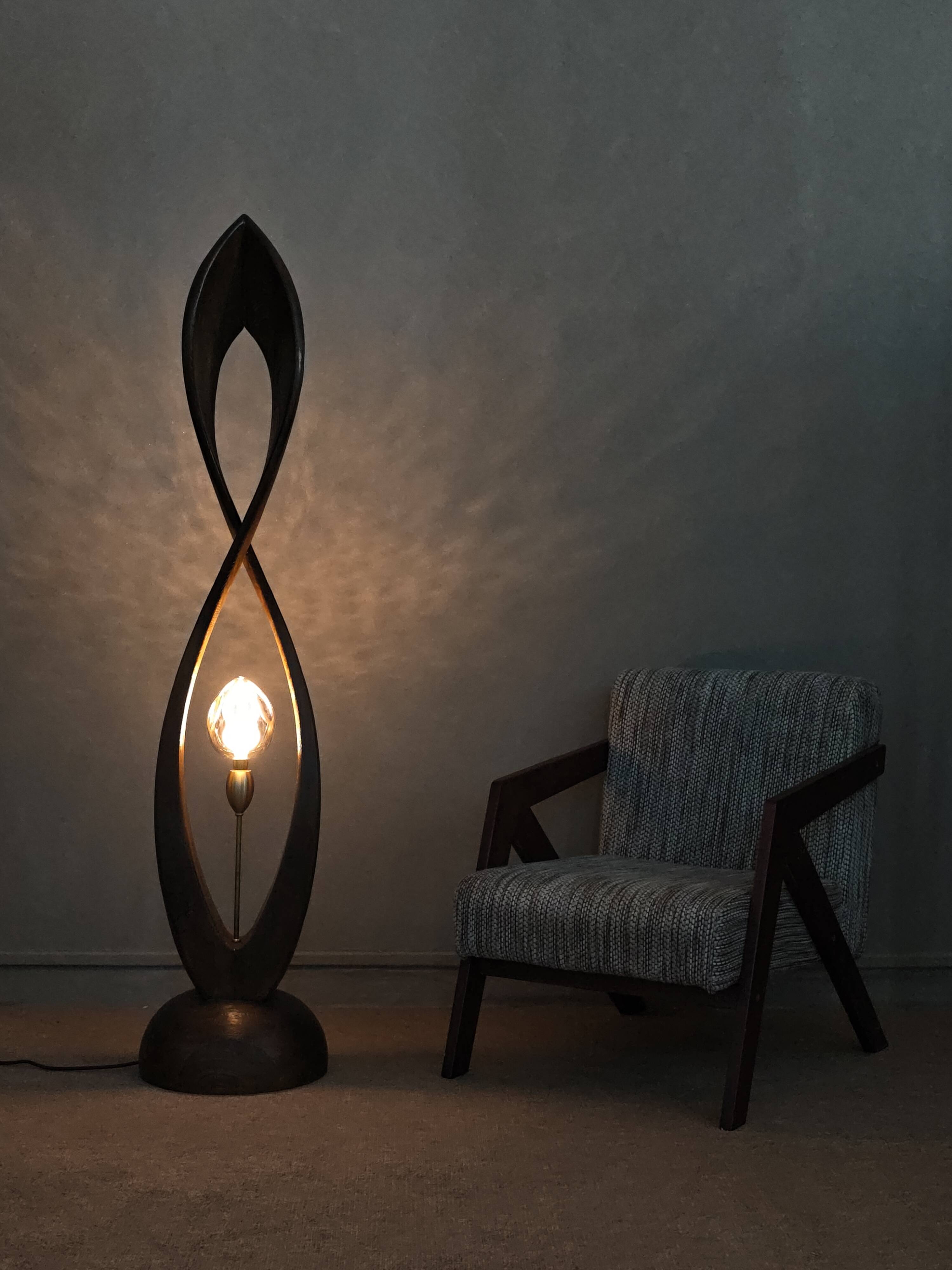 Abstract Wooden Standing Sculpture Floor Lamp by Flowlight Design Inifinity