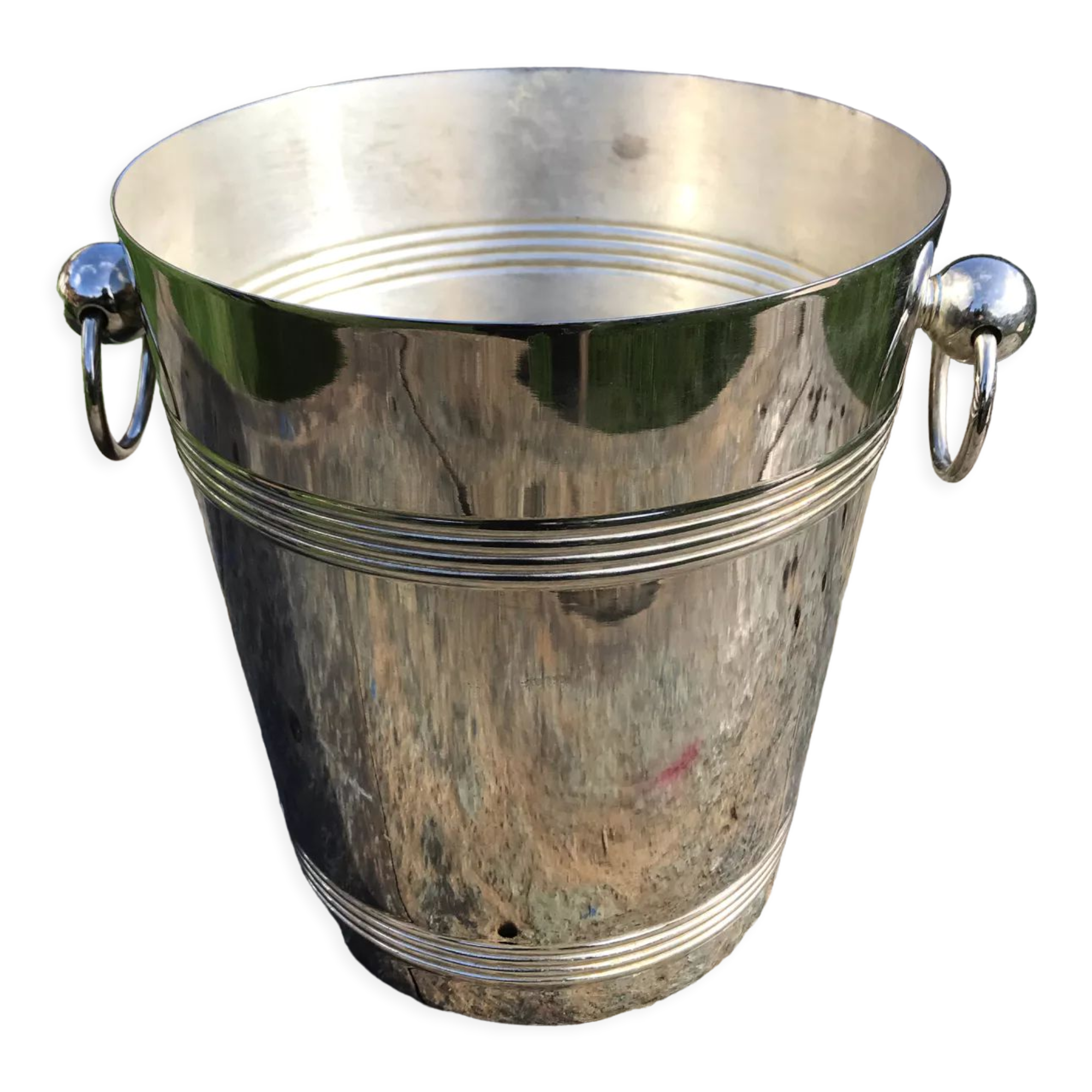 Champagne bucket art deco silver metal