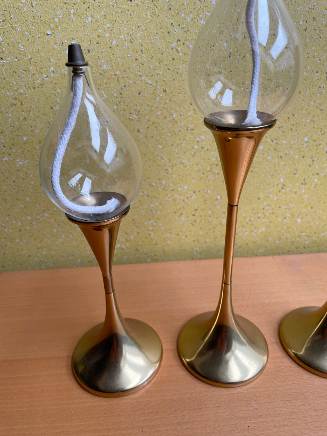 3 oil lamps Freddie Andersen "Clear Drop"