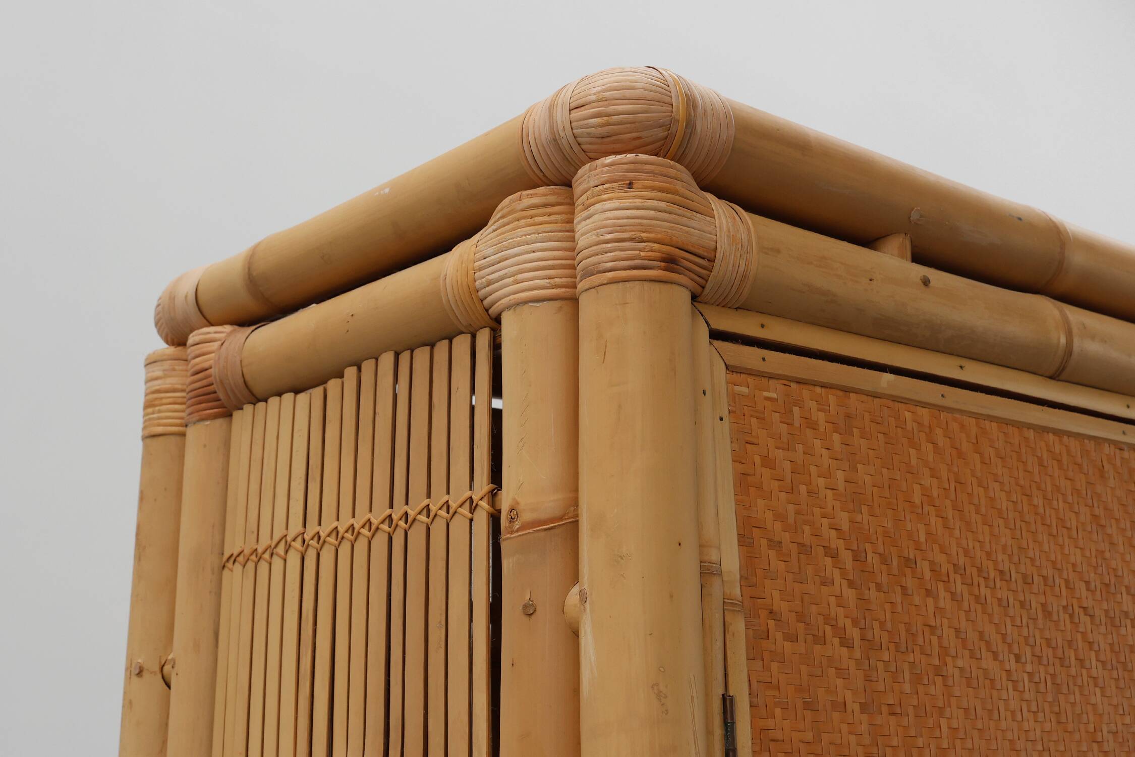 Mid-century bamboo and rattan wardrobe, Italy ca. 1960