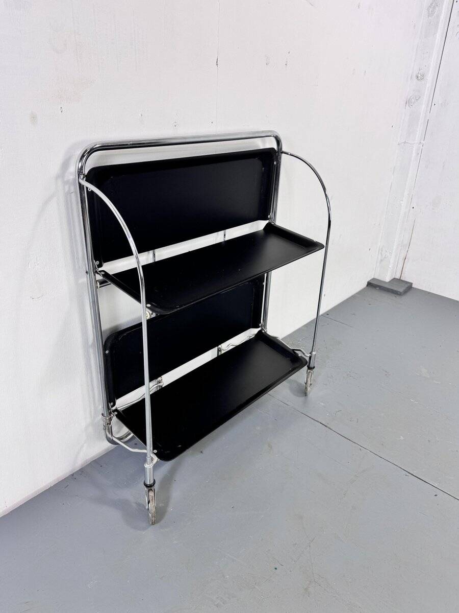 Mid-century Bauhaus Dinett foldable serving trolley from Bremshey Solingen, 1960s