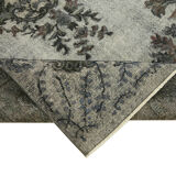 Handmade distressed turkish 1980s 181 cm x 292 cm grey rug