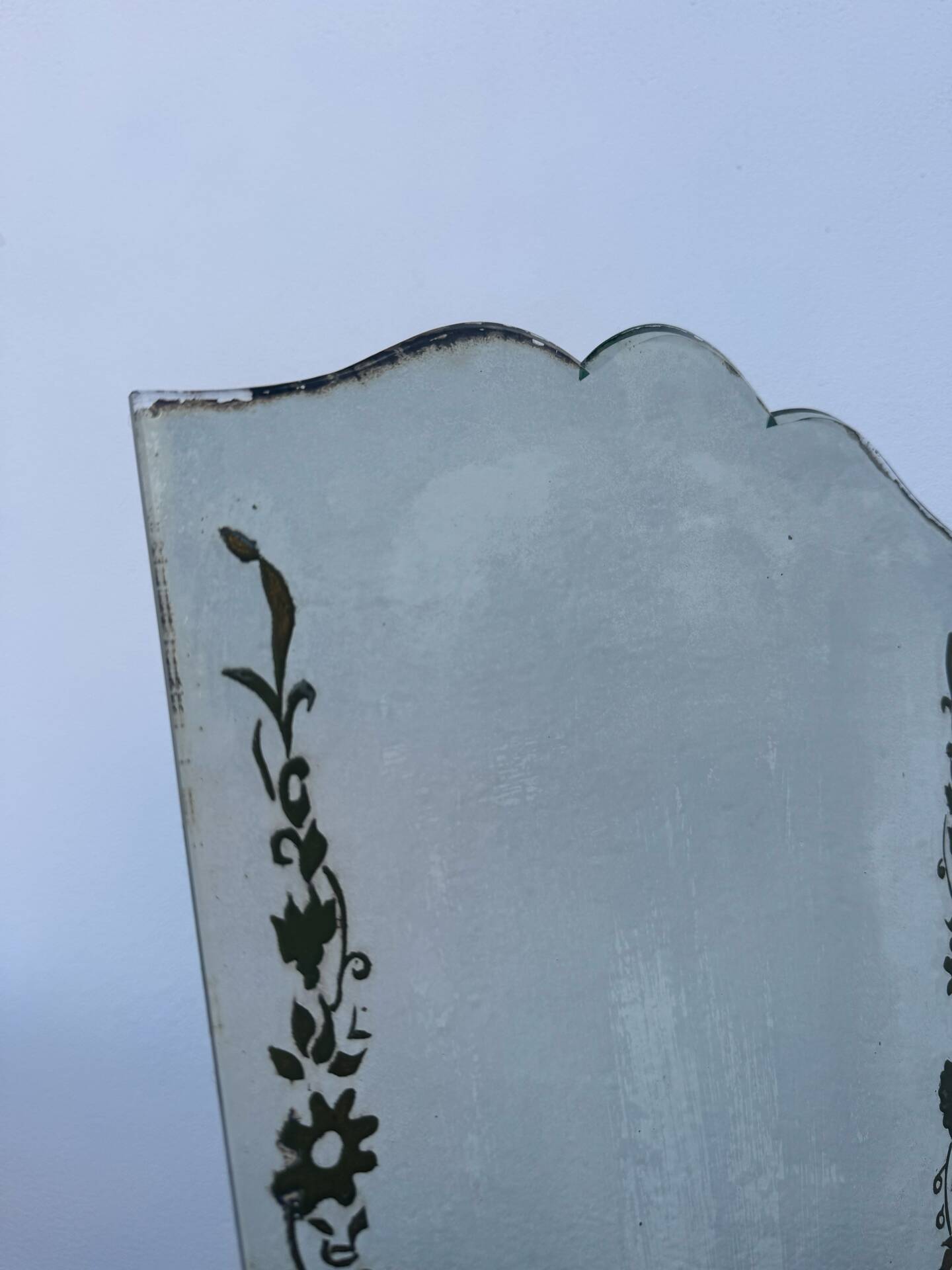 Art Deco engraved tabletop mirror