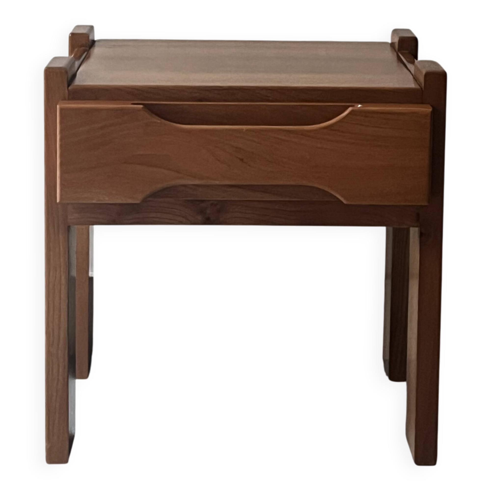 Elm wood side table / bedside table, Maison Regain 1960
