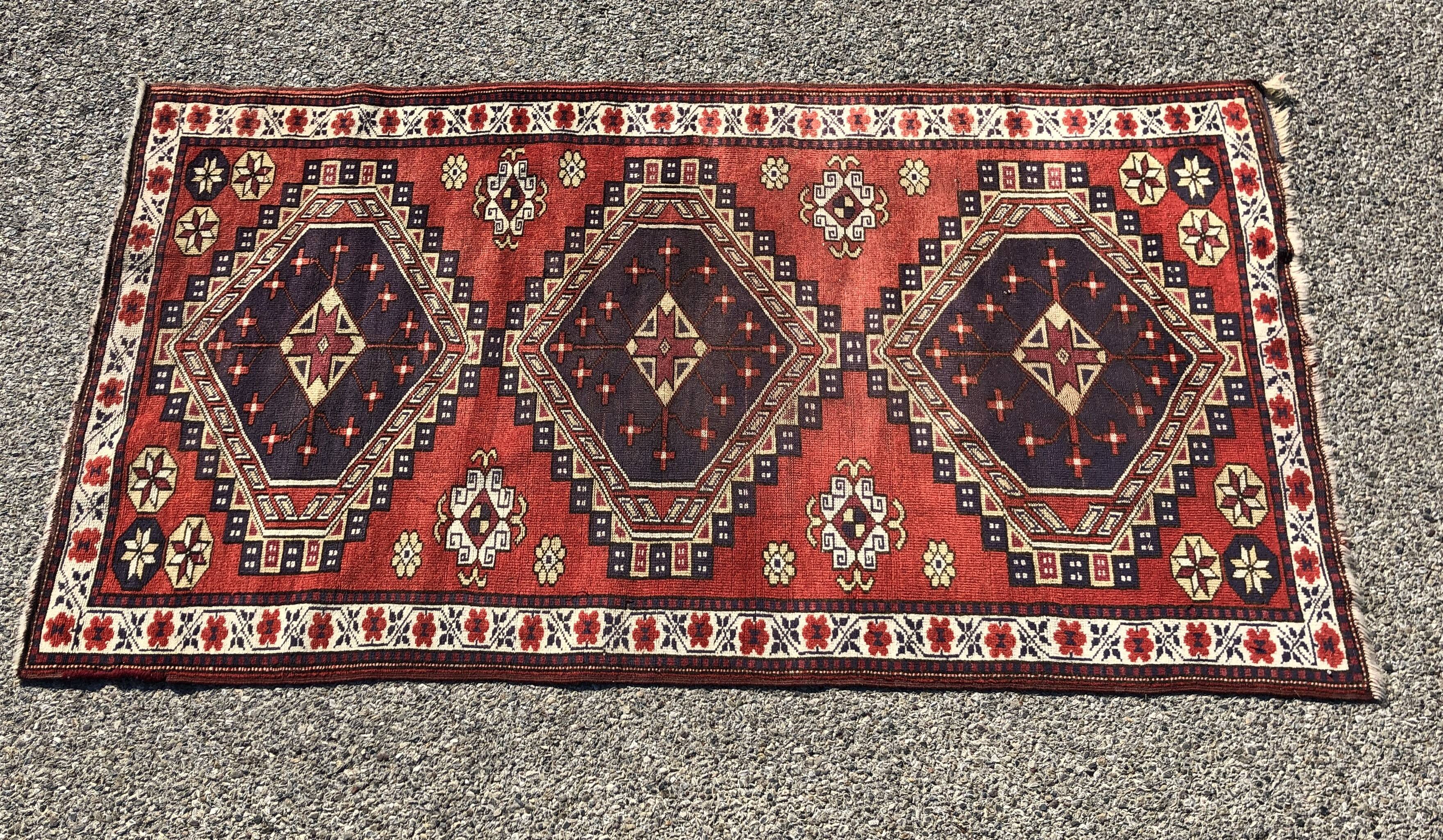 Oriental carpet caucasus kazak 106x196cm