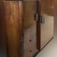 Asymmetrical wardrobe, Art Deco, 1930s walnut burl, wardrobe, shelves, drawers
