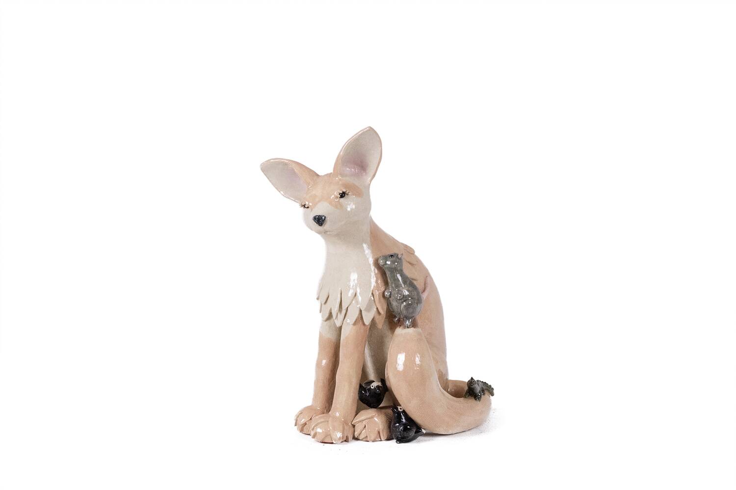 Valérie Courtet. Fennec fox in glazed stoneware. Contemporary work.