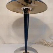 Vintage blue and chrome ocean liner lamp, double lighting, Collins 70s style.