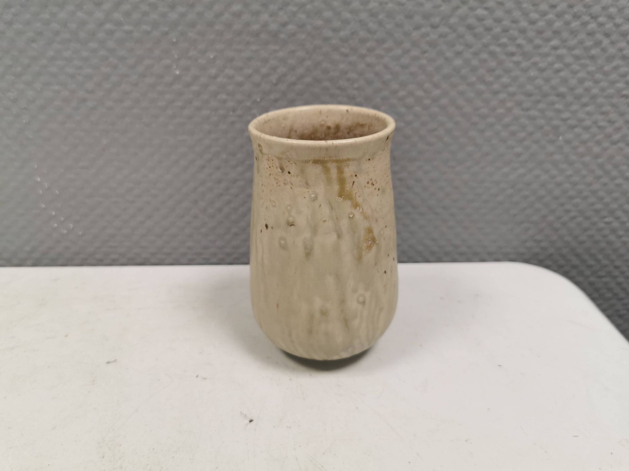 Small vase in beautiful beige glaze. Denmark 1970-80s