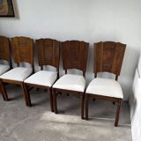 Set 6 chaises art déco chêne 1940