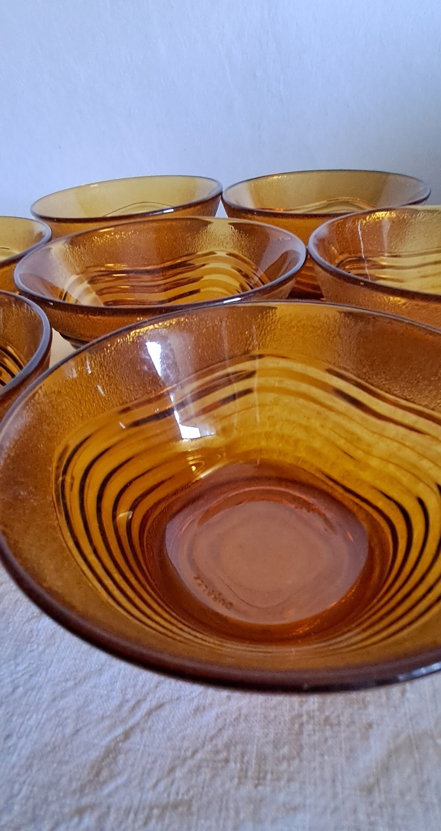 Amber glass bowls Duralex. Vintage