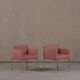 2 fauteuils Ligne Roset en tissu rose, France années 2000