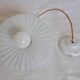 Vintage pendant lampshade in white embossed striated opaline - circa 1940s