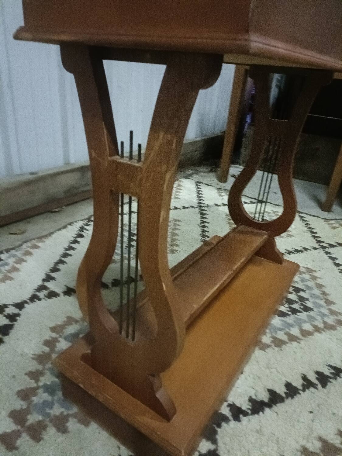 Indoor wooden planter, lyre legs, zinc tray