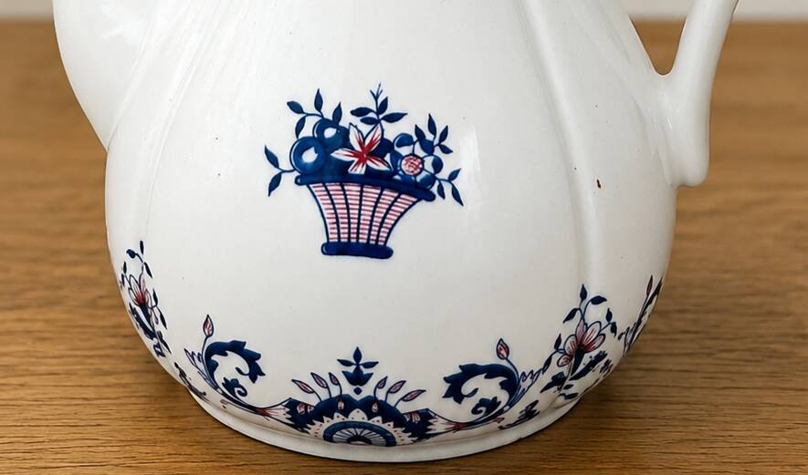 Théière / cafetière vintage en faïence – Rouennais – peinte à la main