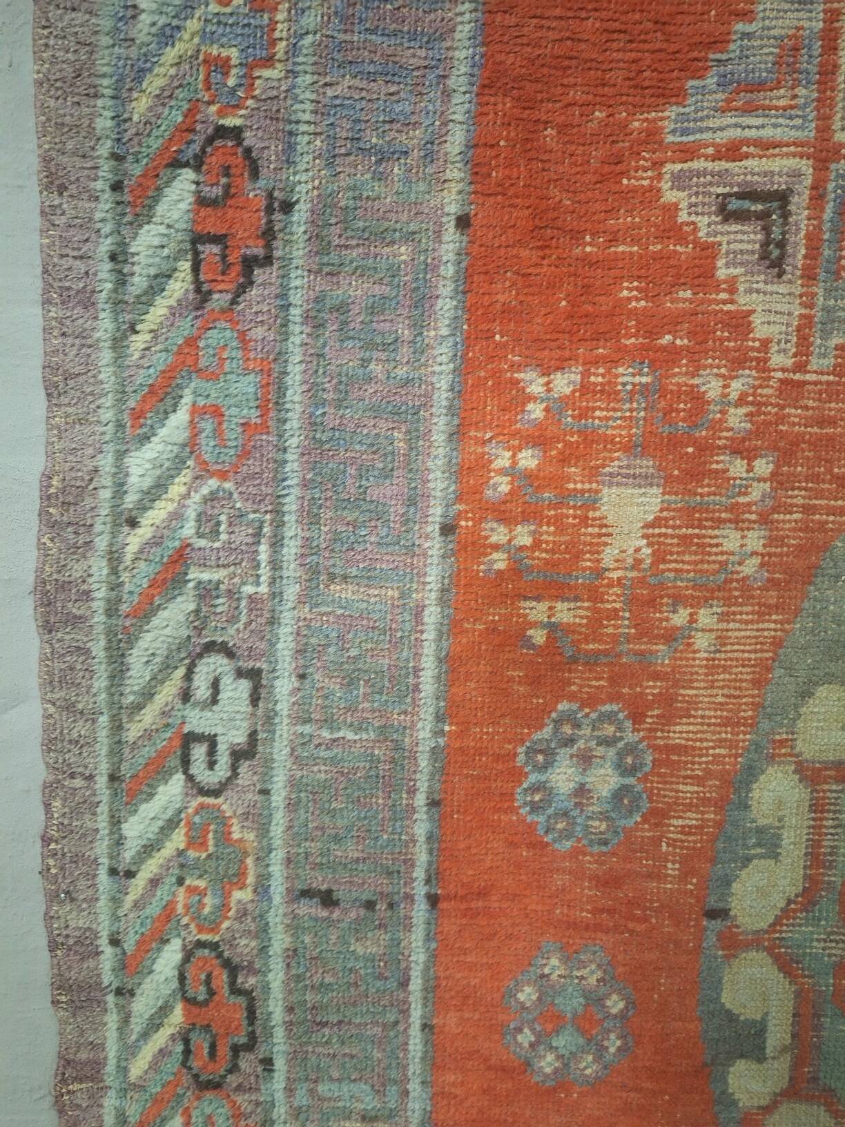 Antique Khotan rug Uyghur East Turkestan 1910