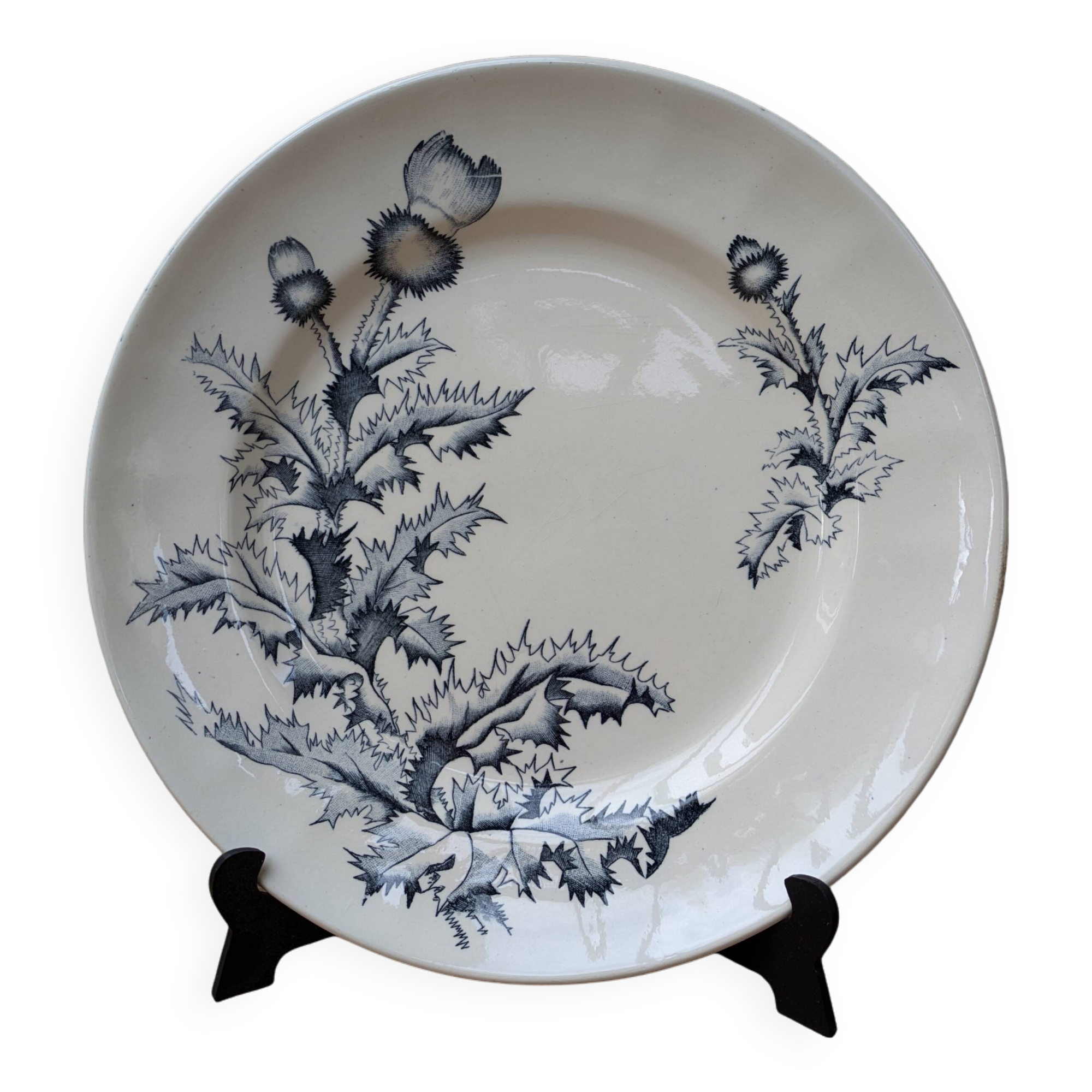 Old Lonchamp ceramic plate, Chardon Terre de fer model