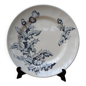 Ancienne assiette en céramique Lonchamp modèle Chardon Terre de fer