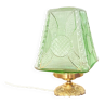 Lampe à poser avec son globe en verre ancien de couleur verte et son pied en laiton lampe de bureau