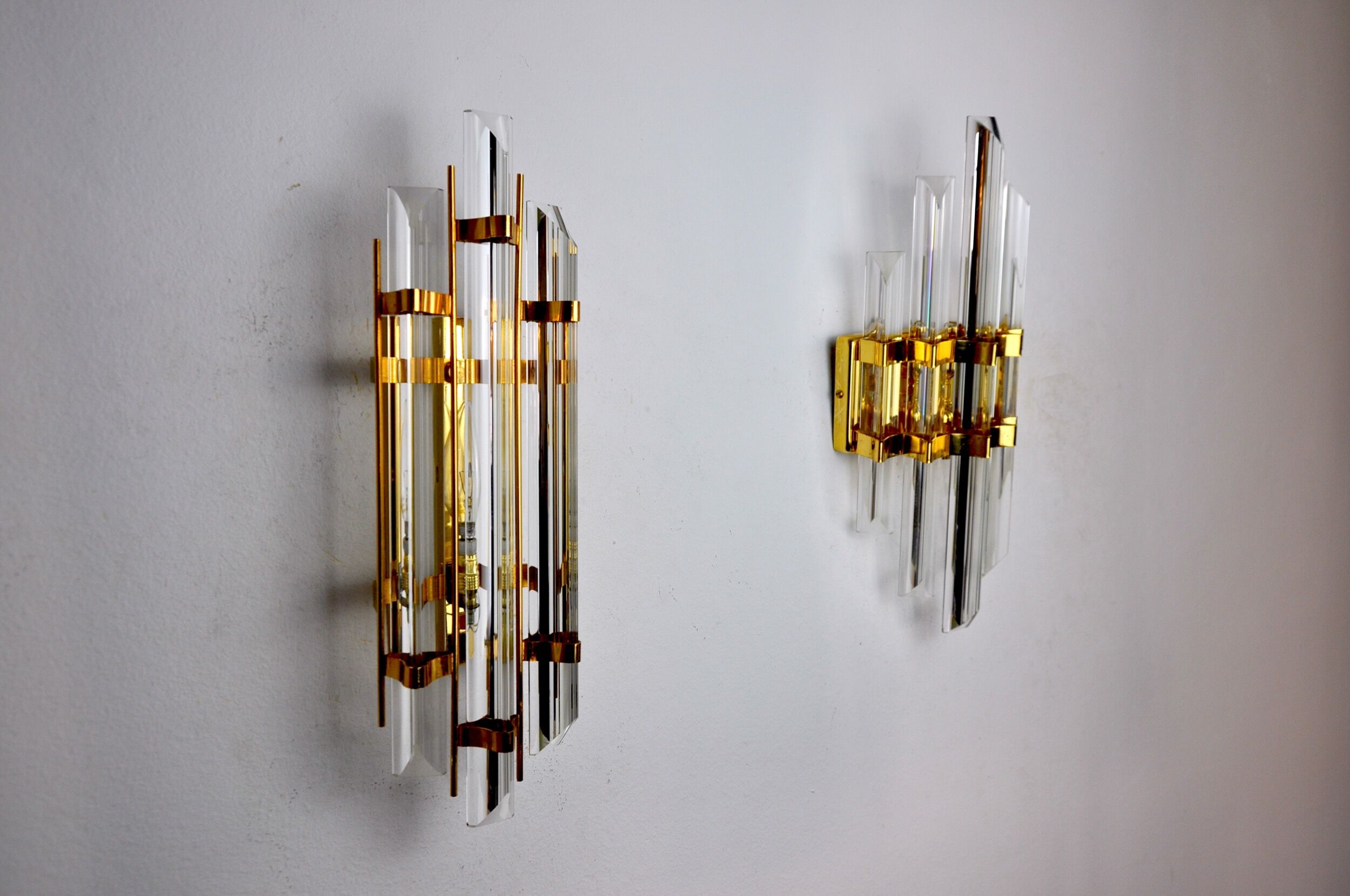 Duo of wall lamps Venini glass from Murano Italy 1970