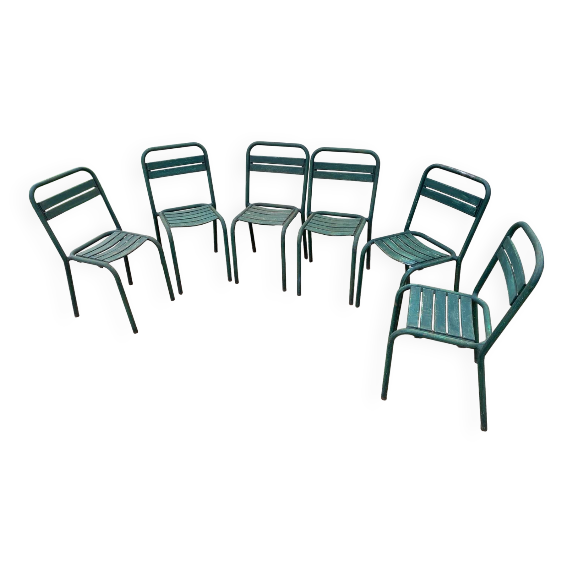 Set of 6 Tolix T1 metal chairs