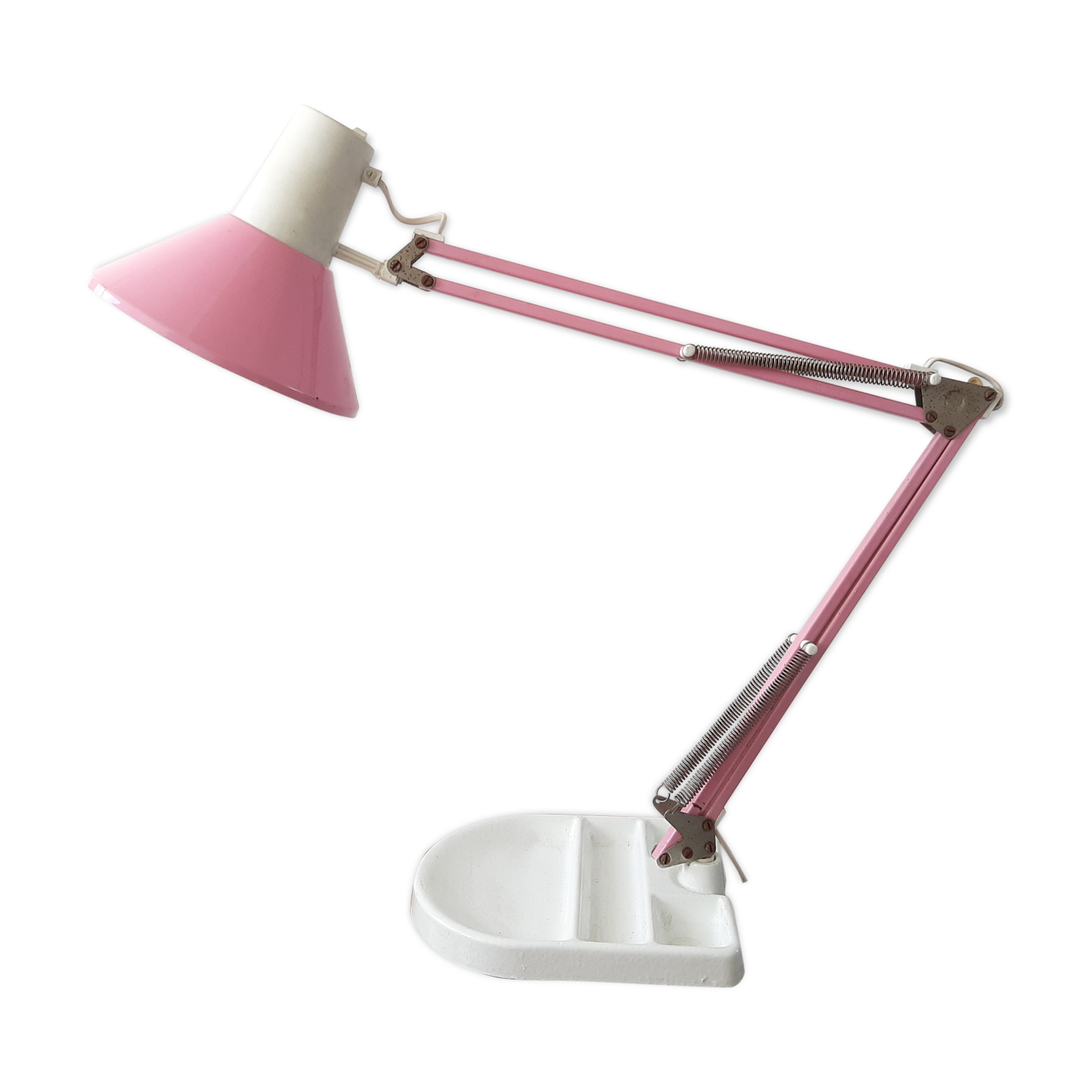 Pink architect office lamp with enamelled cast iron support