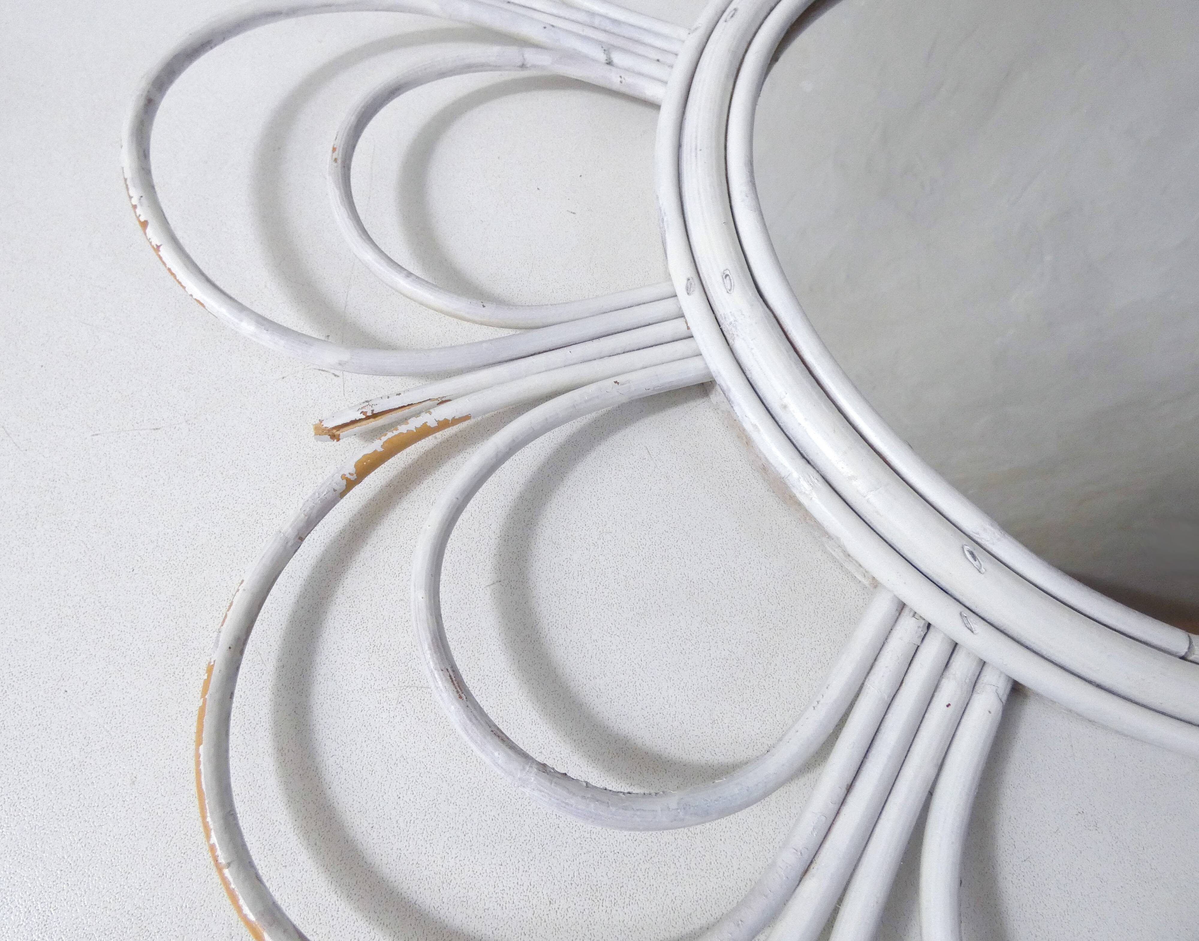 Vintage rattan sun mirror