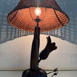 Floral carved wood lamp from the 60s