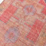 4x7 Vintage Pale Red Geometric Turkish Rug, 117x228Cm