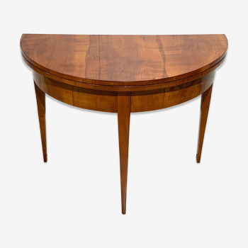 Biedermeier demi-lune fold-out table, cherry veneer, south germany, circa 1820