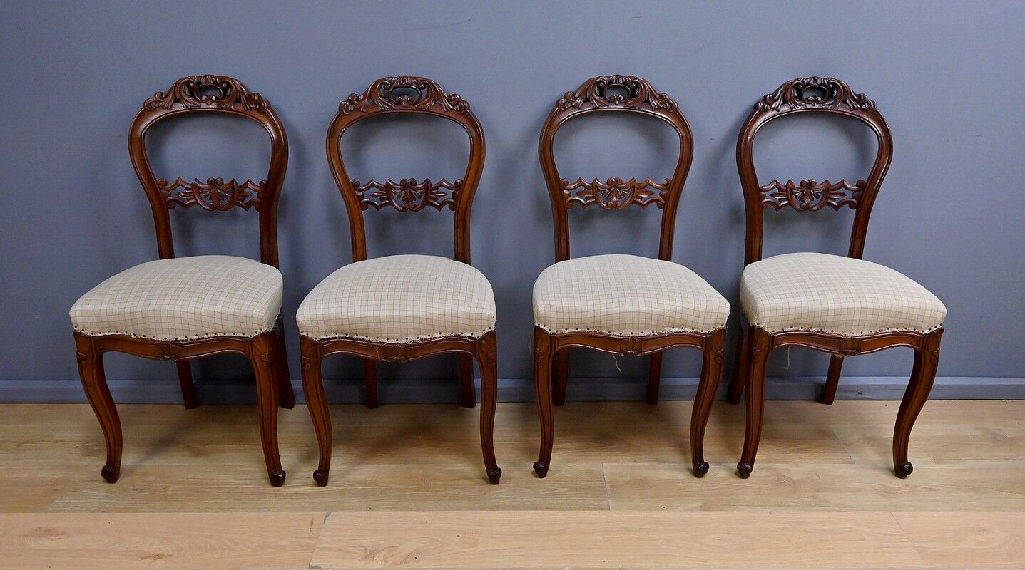 Set of 4 mahogany chairs, Napoléon III period - second half of the 19th century.